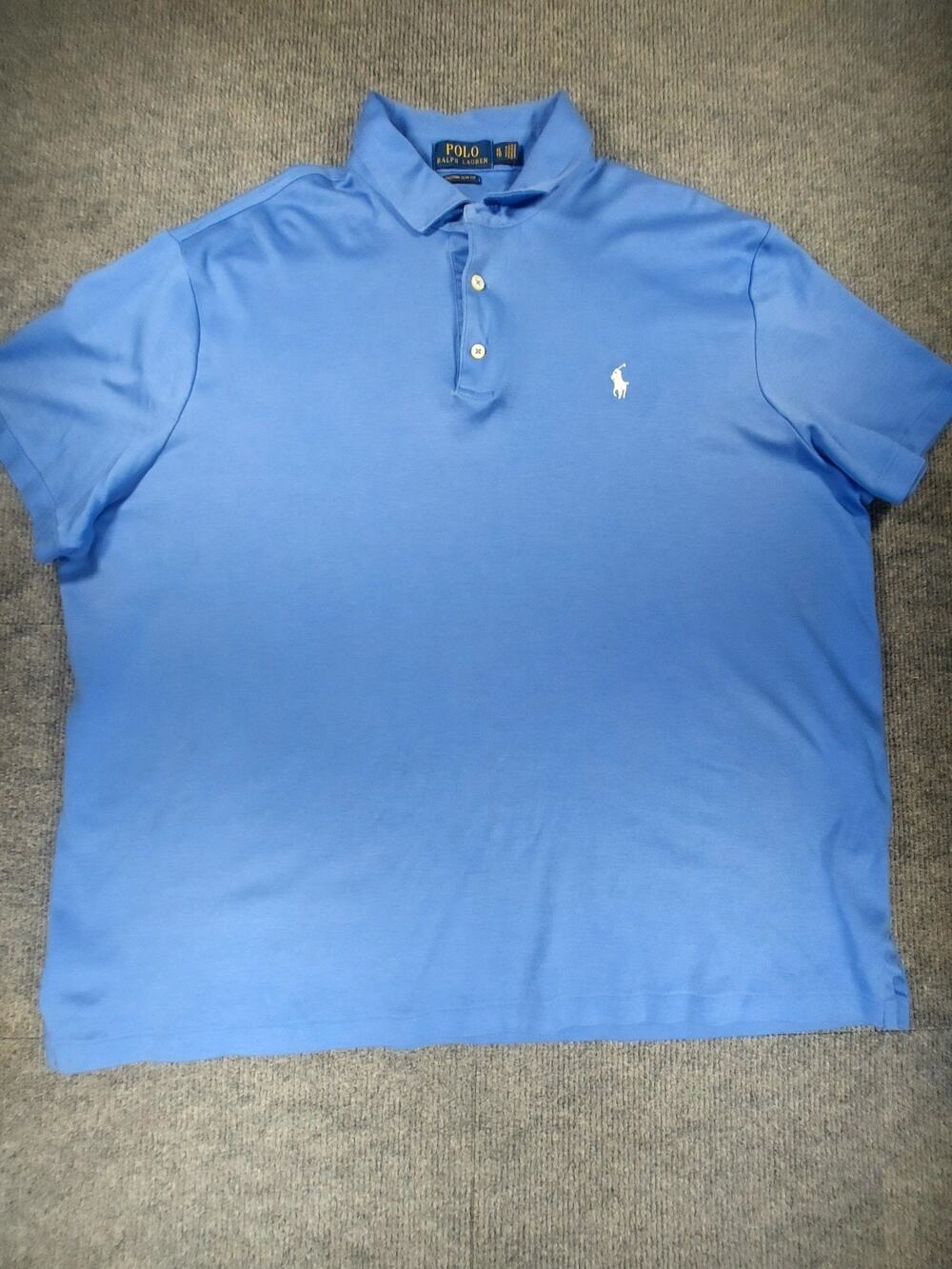 Polo Ralph Lauren Shirt Mens XL Custom Slim Fit Short Sleeve Light Blue Cotton